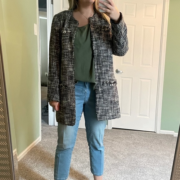 Chico’s tweed jacket Womens 1 medium m coat - Picture 6 of 6